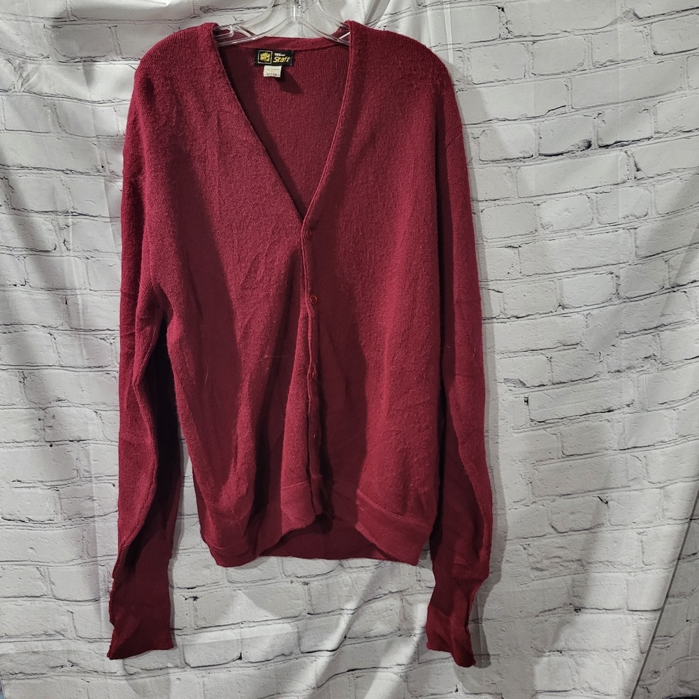 Wilson Staff Men Red Cardigan V Neck